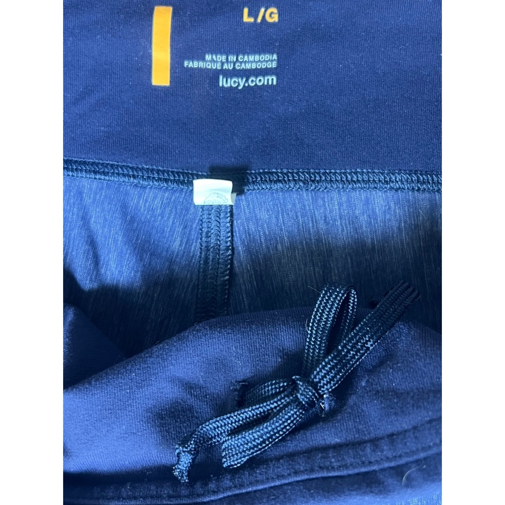 Lucy Get Going Womens Dance Cinch Ankle Pants Large Blue Ruched Yoga Gym Workout - Picture 2 of 6